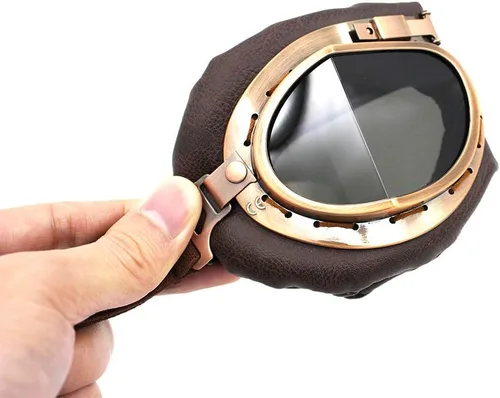 Vista 5 de Gafas de motocicleta estilo vintage de piloto aviador para motocross, cruiser, scooter, anti UV, antiarañazos, a prueba de polvo para ciclismo