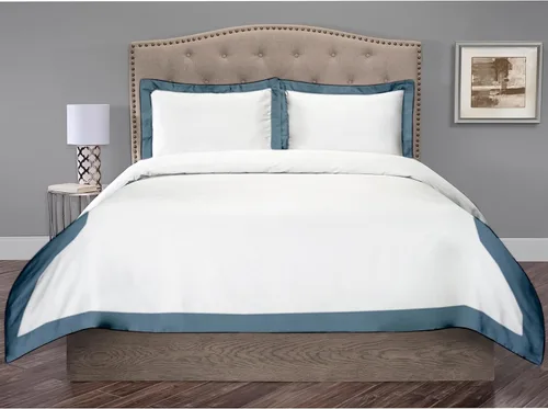 Vista 24 de Hotel Luxury - Juego de funda de edredón de 3 piezas de doble tono, 850 hilos, 100% algodón orgánico, colección de ropa de cama de alta calidad