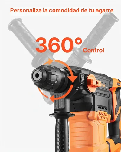 Vista 5 de VEVOR - Rotomartillo SDS-Plus de 1-1/4 pulgadas, taladro con cable de 13 amperios, martillos de astilla de servicio pesado con control de vibración