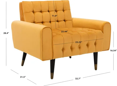 Vista 3 de Safavieh Inicio Amaris Retro Glam Caléndula Terciopelo y Negro Copetudo Accent Silla