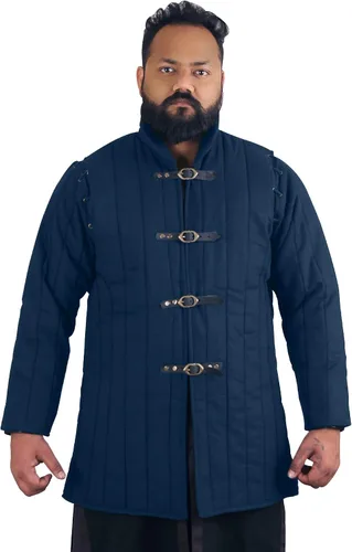 Vista 6 de THE MEDIEVALS Abrigo Gambeson acolchado grueso Aketon Chaqueta Armadura Negro