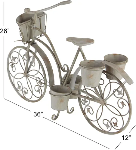Vista 7 de Deco 79 68767 pie metálico para bicicleta, 36 x 26 pulgadas Gris