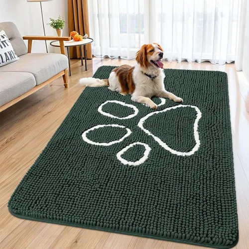 Vista 110 de Smiry Tapete para puerta de perro para patas fangosas, absorbente y Gris y negro