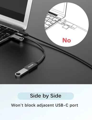 Vista 5 de Adaptador USB C a USB de 0.65 pies (paquete de 2), adaptador USB C macho a USB 3.0 hembra OTG 5 GBPS transferencia de datos para MacBook Pro, Air