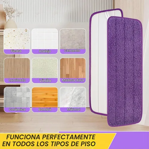 Vista 4 de Paquete de 6 almohadillas reutilizables de 16.5 pulgadas, cabezales de repuesto de trapeador de microfibra para mopas húmedas y secas, compatibles
