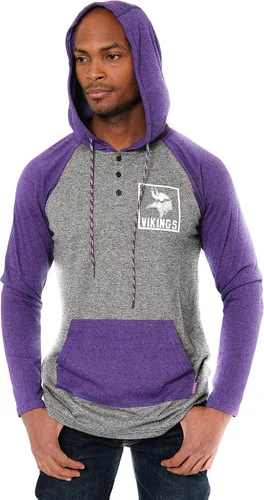 Vista 15 de Ultra Game - Sudadera con capucha de vellón para hombre con cuello Henley de la NFL Negro