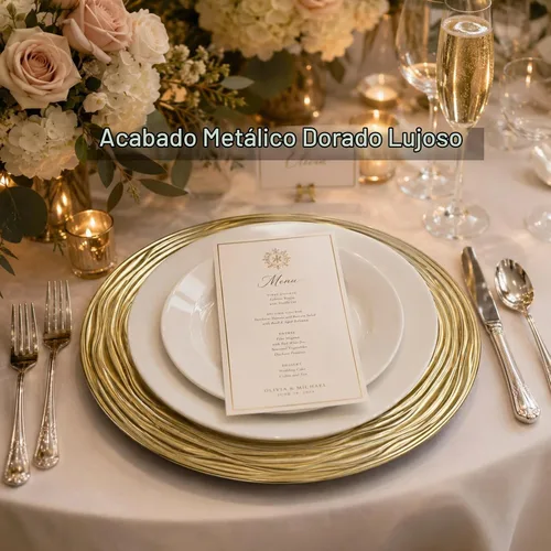 Vista 2 de Platos base redondos de 13 pulgadas, juego de 6, platos para cena a granel para boda (dorados)