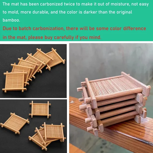 Vista 4 de Juego de té Gongfu, 6 posavasos de bambú para tazas de té de vidrio, posavasos de madera para tazas de té de vidrio pequeñas, tazas de té