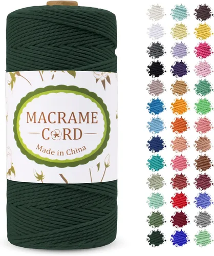 Vista 21 de Cordón de macramé de 0.079 pulgadas, hilo de cuerda de macramé de color de 0.07 pulgadas x 219 yardas, cuerda de algodón natural, 3 hebras para Aqua