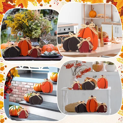 Vista 4 de Faccito 3 piezas de decoración de otoño para el hogar centros de mesa de Color retro