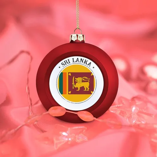 Vista 7 de Adorno de bola de Navidad de Sri Lanka, bandera de las naciones, adornos de bola de bandera de Sri Lanka, recuerdo colgante para Navidad
