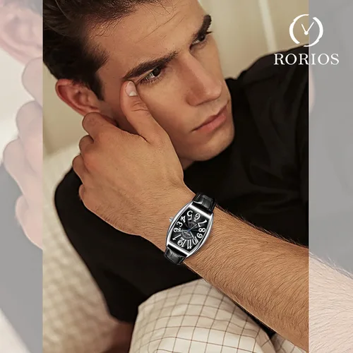 Vista 2 de RORIOS Reloj automático para hombre, reloj mecánico con correa de cuero, impermeable, luminoso, para hombre