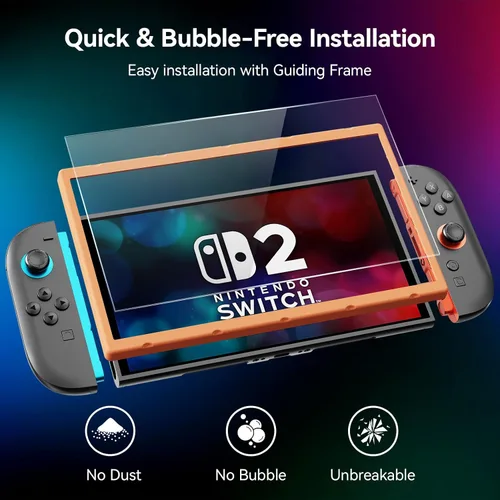 Vista 3 de for Switch 2 Screen Protector, 2-Pack Tempered Glass Screen Protector for Nintendo Switch 2 (2025 7.9" Model), Easy to Install with Alignment Frame