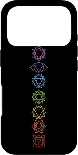 Vista 29 de Funda para iPhone 13 Pro Max, regalo espiritual Zen Rainbow Chakras alineados para amantes del yoga