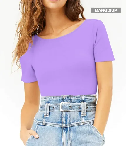 Vista 2 de MANGDIUP - Body elástico de manga larga y cuello redondo para mujer