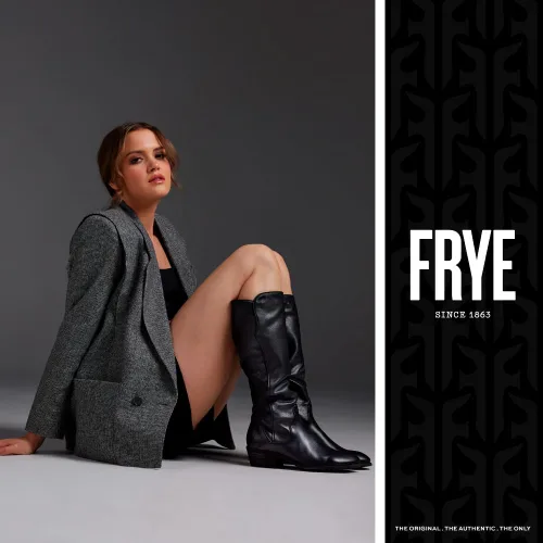 Vista 5 de Frye Carson - Botas altas para mujer hechas de cuero anticuado con ribetes de estilo occidental, cierre de cremallera interior y tacón bajo, altura