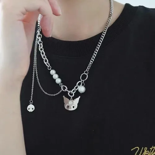 Vista 6 de Collar de perlas Kawaii de acero inoxidable Y2K 90 para mujeres adolescentes y niñas