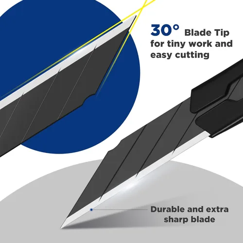 Vista 5 de WORKPRO Cuchillo de uso general premium con cuchilla retráctil y desmontable, juego de cortador de caja de aluminio resistente, cuchillos