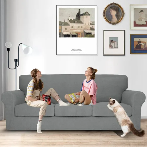 Vista 106 de MAXIJIN 2 piezas de fundas para silla con brazos, funda para silla de sofá para sala de estar, funda elástica para perros para una silla con 1 cojín