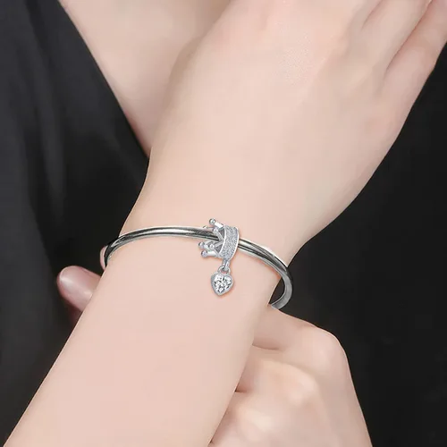 Vista 3 de NanMuc Corona de princesa con dije de corazón para niñas hija hermana mujer para regalo de cumpleaños Metal Cobre