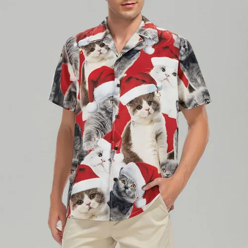 Vista 109 de Camisa hawaiana para hombre, con estampado floral, cómoda, con botones, casual, manga corta, ropa de playa para hombre