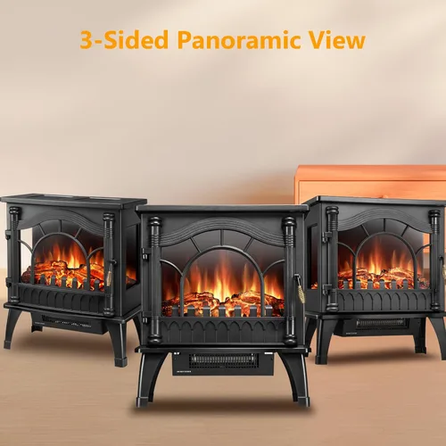 Vista 6 de Xbeauty Chimenea Eléctrica Independiente de Interior de 23'', Estufa Calentador de Chimenea con Efecto de Llama 3D Realista Ajustable, Protección