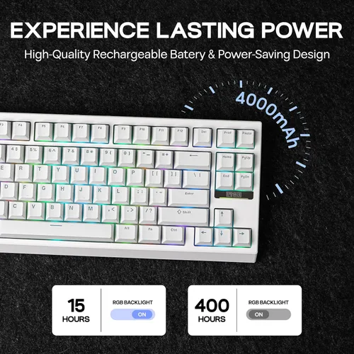 Vista 5 de EPOMAKER Teclado mecánico para juegos G84 80% RGB, teclado inalámbrico tipo CBT de 2.4 GHz, programable QMKVIA, intercambiable en caliente, NKRO