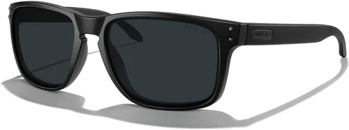 Vista 14 de Gafas de sol polarizadas deportivas para hombre, gafas de sol de marco flexible para pesca deportiva masculina Marco negro/lente negra/metal plateado