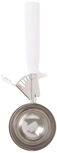 Vista 2 de Winco ICOP-6 - Plato de helado con mango blanco, tamaño 6, 5.5 onzas, acero inoxidable