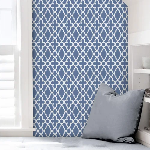 Vista 3 de Rugreat Papel tapiz geométrico azul marino para despegar y pegar, papel de contacto moderno bohemio para armarios, papel tapiz autoadhesivo