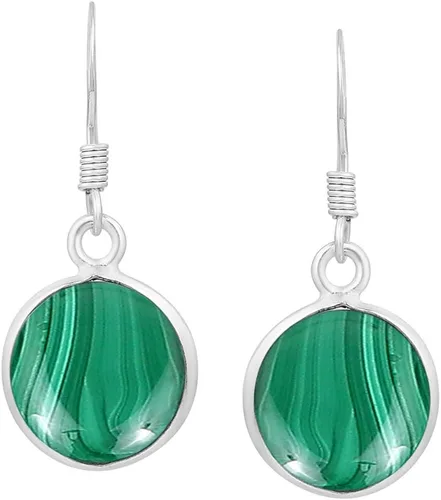 Vista 17 de Natural Gemstone Round Shape Silver Plated Dangle Earrings for Women Amatista