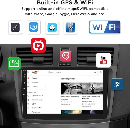 Vista 4 de Radio estéreo de coche para Mazda 3 2009 2010 2011 2012 2013, Android 15 2G+64G Carplay inalámbrico Android Auto, 9 pulgadas pantalla táctil coche