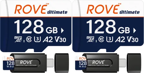 Vista 7 de ROVE Ultimate Micro SD Card microSDXC 128GB tarjeta de memoria con USB 3.2 tipo C lector de tarjetas 512GB 170MB/s C10, U3, V30, 4K, A2 para Dash