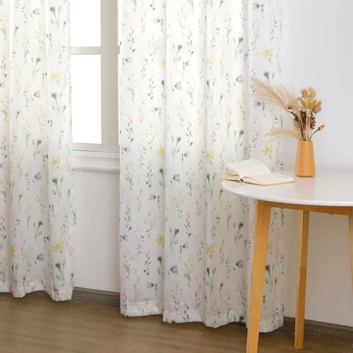 Vista 3 de naturetalk Cortinas de privacidad con patrón floral mixto, no se transparentan, cortinas lisas y sedosas con ojales plateados antiguos en la parte