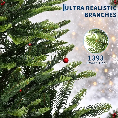 Vista 7 de Árboles de Navidad artificiales de abeto preiluminados de 7.5 pies