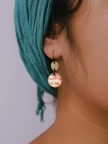 Vista 5 de MINACHI Aretes colgantes de disco con capas antiguas estilo bohemio, vintage, regalo de joyería para mujer, Zinc, No es una piedra preciosa