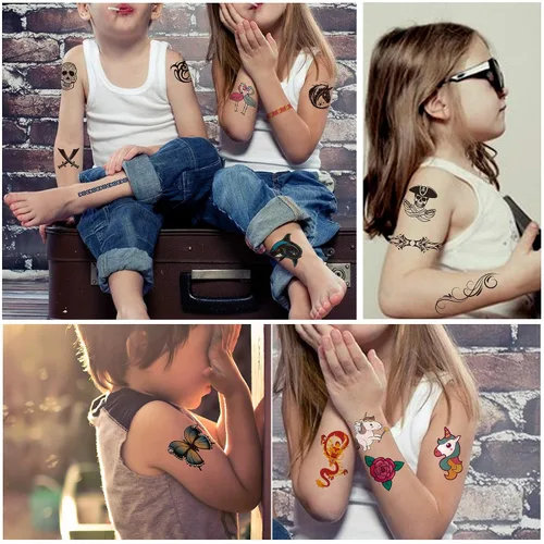 Vista 4 de Yazhiji 36 hojas de tatuajes temporales para niños, niñas, adultos, grandes recuerdos de fiesta y decoraciones
