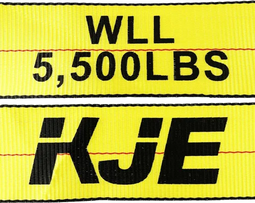 Vista 6 de KJE Correas de cabrestante de 4" x 30' amarillas de servicio pesado para amarre con ganchos planos, correa de remolque de plataforma plana WLL#