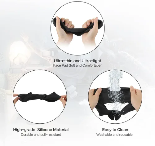Vista 5 de OOAVR Touch Controller Grip Cover for Oculus Quest 2Anti-Throwwith Adjustable Knuckle Straps and VR Face PadLens Dust CoverThumbstick Cover4PcsBlack