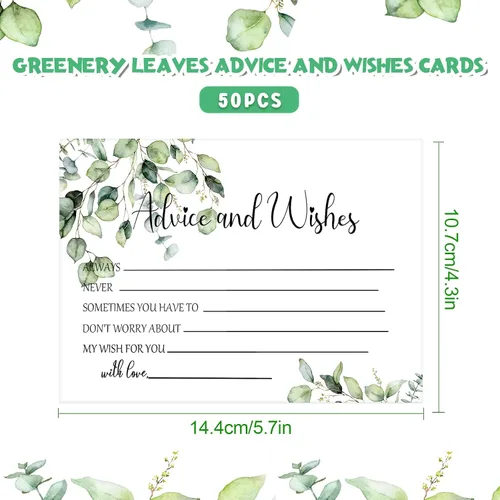 Vista 2 de Zonon 50 tarjetas de consejos y deseos, sin revestimiento, para boda, libro de visitas impreso de peso pesado para la novia y el novio, baby shower