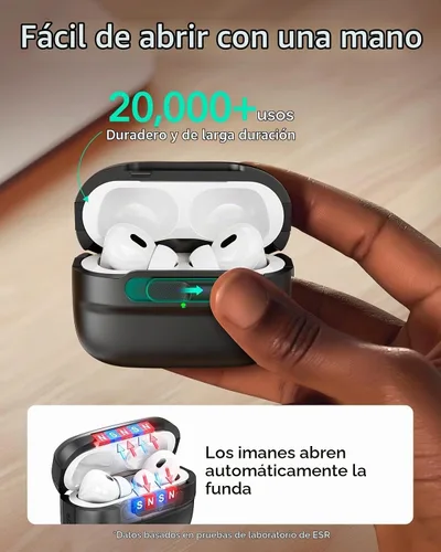 Vista 5 de ESR Funda para AirPods Pro (2023/2022/2019, 2ª/1ª generación), compatible con Airpods Pro 2 (cable USB-C/Lightning), listo para MagSafe, bloqueo