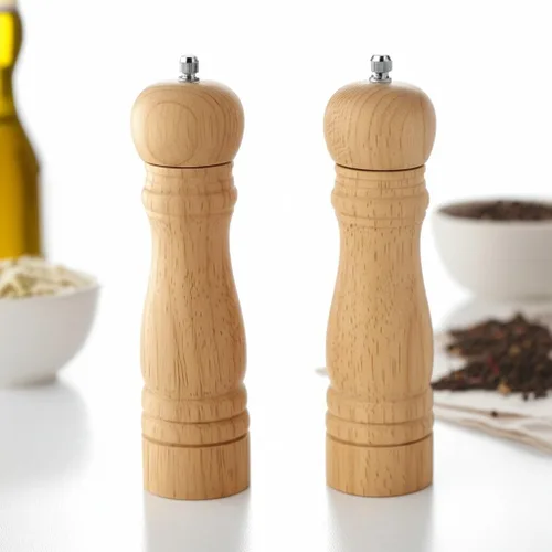 Vista 4 de Molinillo de pimienta de madera, molinillo de pimienta ajustable, molinillo de especias prémium para cocina, salero y pimentero, 7 pulgadas