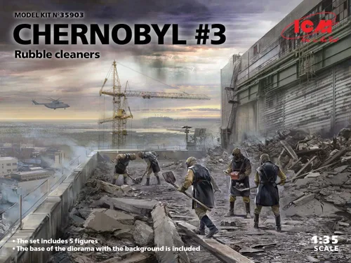 Vista 2 de ICM 35903 Figura de plástico Modelo Chernobyl#3. Limpiadores de escombros (5 Figuras) - Escala 1:35