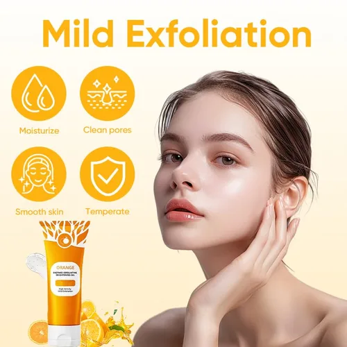 Vista 5 de Exfoliante de gel exfoliante naranja para cara y cuerpo - Exfoliante diario suave para suavizar y refrescar la piel opaca, textura de gelatina a