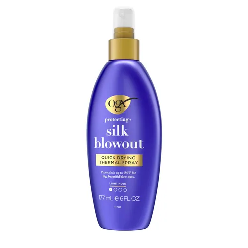Vista 7 de OGX Protección + Silk Blowout Spray térmico de secado rápido, 6 fl oz (64052)
