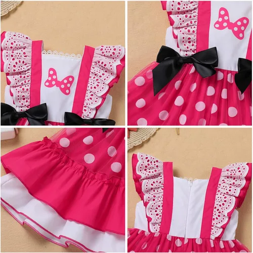 Vista 6 de Vestido de princesa a cuadros para bebé, sin mangas, vintage, de encaje, a cuadros, vestido de princesa acampanado con diadema