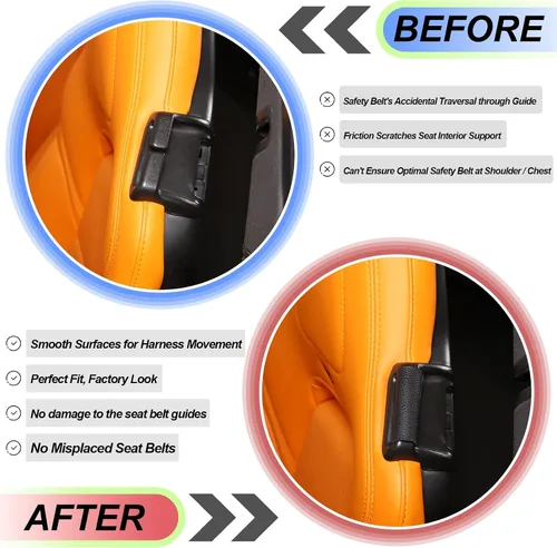 Vista 2 de Clips de sujeción para cinturón de seguridad para Chevrolet Corvette C7 C8 2014-2024, guía de cinturón de seguridad, clips de protección
