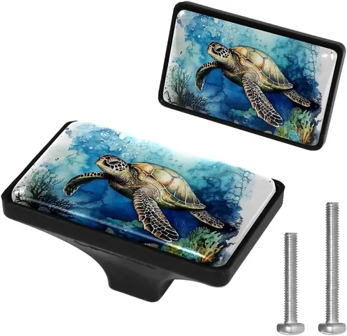 Vista 10 de LORVIES Paquete de 4 pomos decorativos de mármol de 1.65 pulgadas para gabinete, vidrio ABS corto rectangular negro, manijas de puerta de cajón