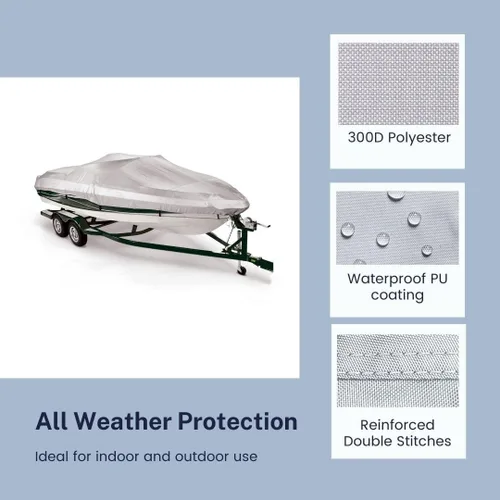 Vista 4 de Savvycraft Funda para lancha de 12 a 14 pies, poliéster resistente e impermeable de grado marino para lanchas V-Hull, lanchas de bajo