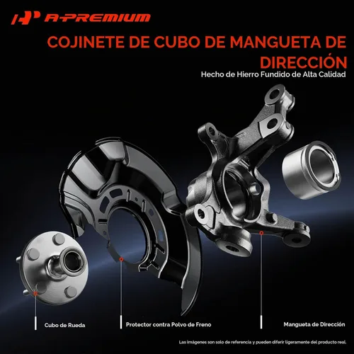 Vista 3 de A-Premium Conjunto de nudillo de dirección y cubo de cojinete de rueda delantero izquierdo compatible con Toyota Corolla 2009-2018, Matrix